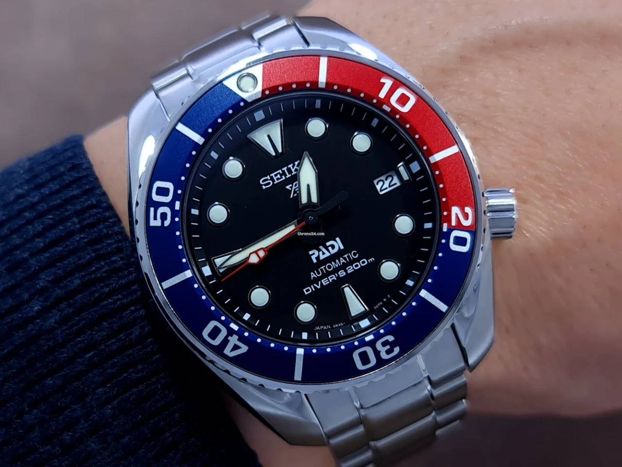 Orologio Uomo Seiko Prospex PADI Automatico Premium Acciaio Data Pepsi SPB181J1